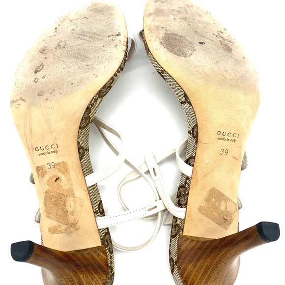 Gucci GG Monogram Bamboo Straps Slingback Sandals - Picture 5 of 9